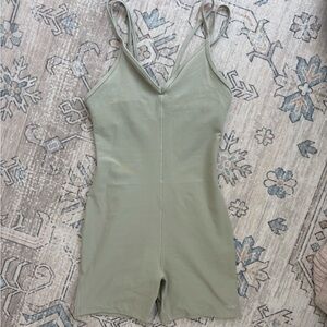 ALO Yoga Green Shapewear Bodysuit with Ribbed Knit